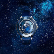 Shop Authentic Swarovski Octea Lux Moon Crystal Blue Dial Blue Leather Strap Watch for Women - 5516305 - Luxxuri