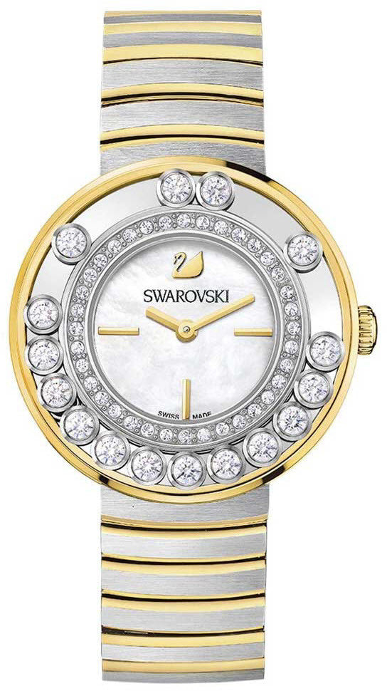  Shop Authentic Swarovski Lovely Crystals Mother of Pearl Dial Two Tone Steel Strap Watch for Women - 1187022 - Luxxuri