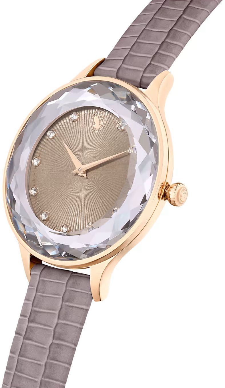  Shop Authentic Swarovski Octea Nova Beige Dial Grey Leather Strap Watch for Women - 5649999 - Luxxuri