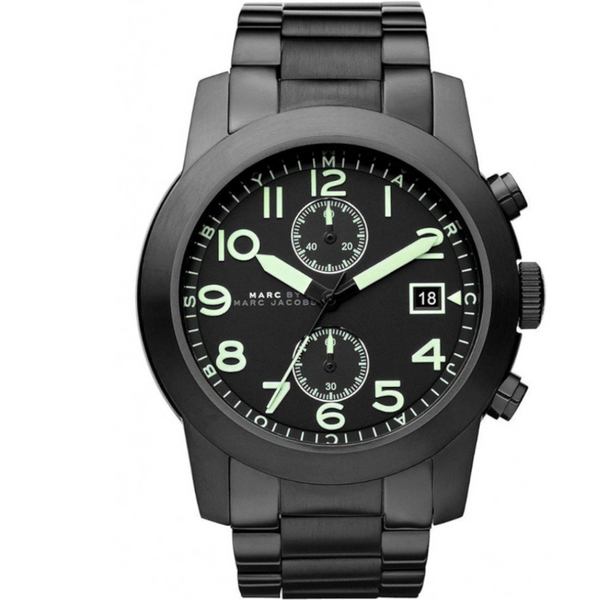  Shop Authentic Marc Jacobs Larry Chronograph Black Dial Black Steel Strap Watch for Men - MBM5052 - Luxxuri