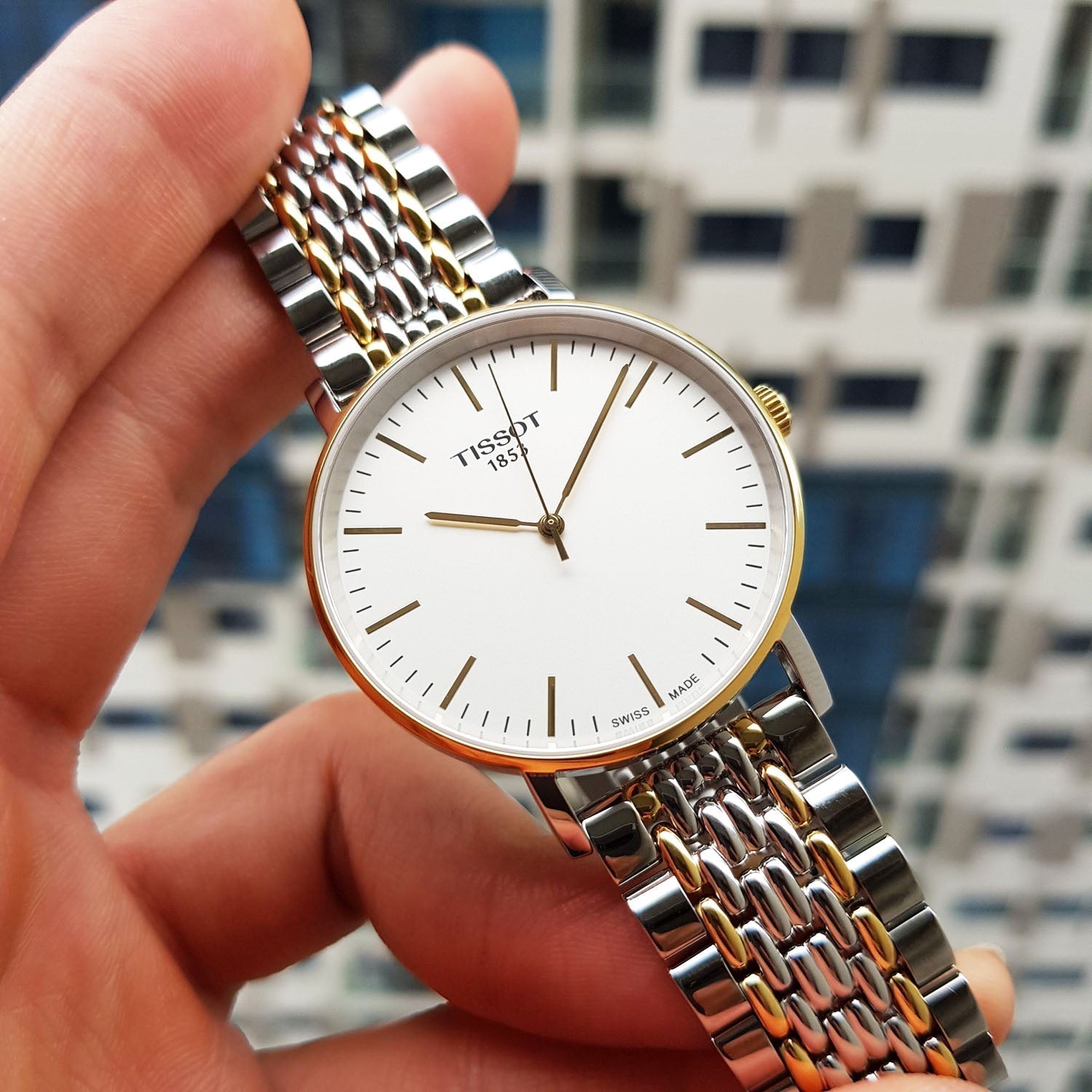  Shop Authentic Tissot Everytime Medium White Dial Two Tone Mesh Bracelet Watch For Men - T109.410.22.031.00 - Luxxuri