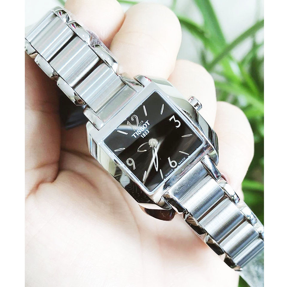  Shop Authentic Tissot T Wave Black Dial Silver Steel Strap Watch for Women - T02.1.285.52 - Luxxuri