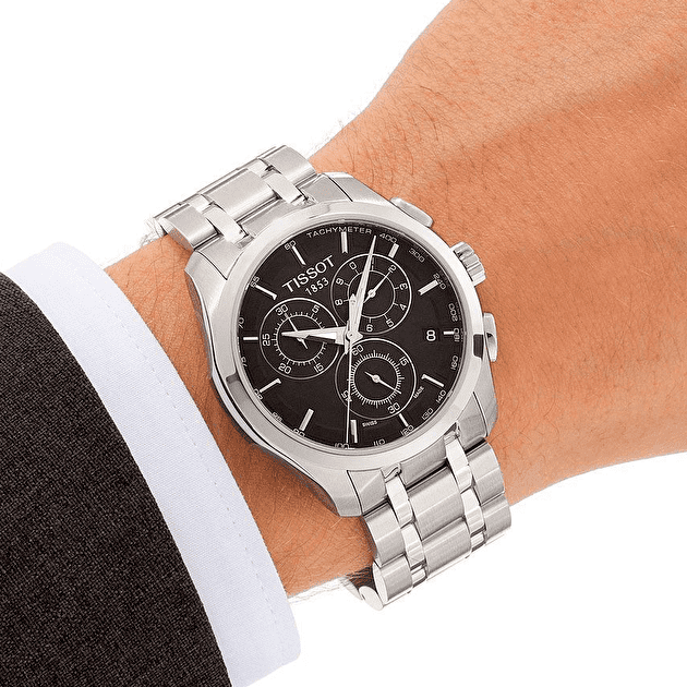  Shop Authentic Tissot Couturier Chronograph Black Dial Silver Steel Strap Watch For Men - T035.617.11.051.00 - Luxxuri