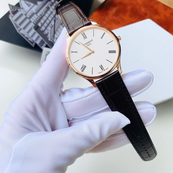  Shop Authentic Tissot Tradition 5.5 White Dial Brown Leather Strap Watch for Men - T063.409.36.018.00 - Luxxuri