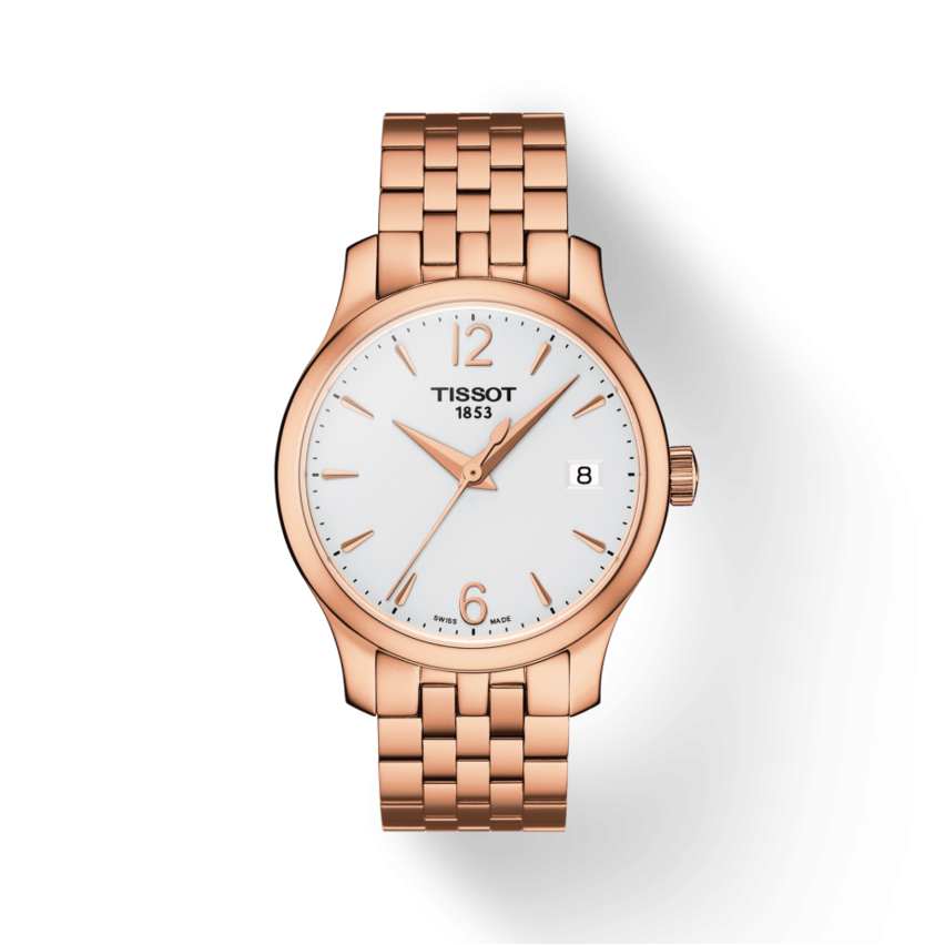  Shop Authentic Tissot T Classic Tradition Lady White Dial Rose Gold Steel Strap Watch for Women - T063.210.33.037.00 - Luxxuri