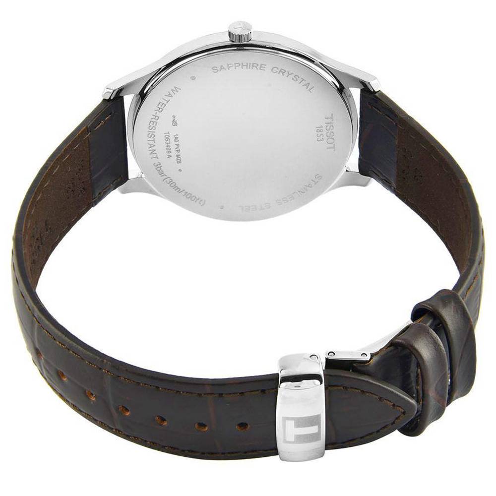  Shop Authentic Tissot T Classic Tradition 5.5 Quartz White Dial Brown Leather Strap Watch For Men - T063.409.16.018.00 - Luxxuri