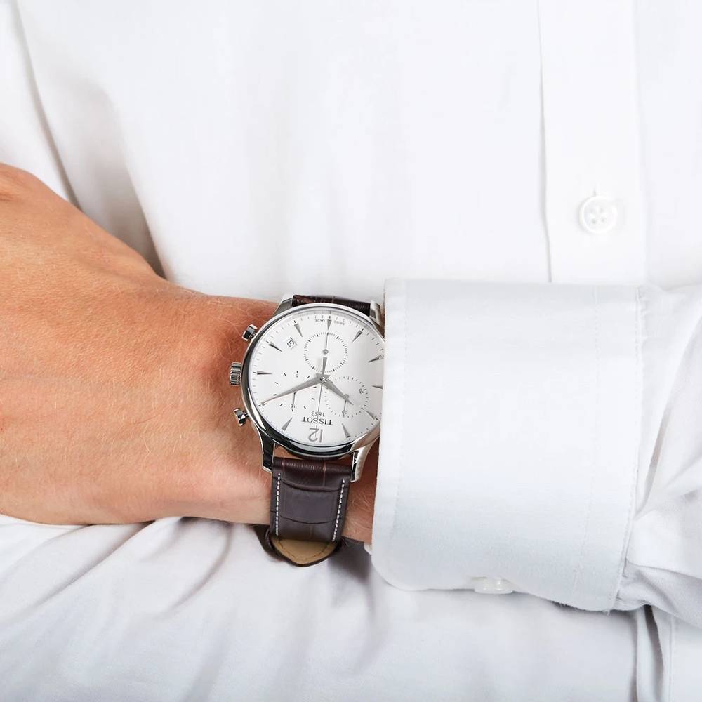  Shop Authentic Tissot T Classic Tradition Chronograph White Dial Brown Leather Strap Watch For Men - T063.617.16.037.00 - Luxxuri