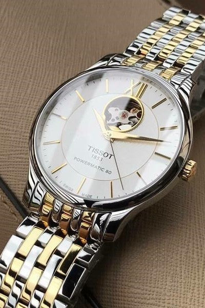  Shop Authentic Tissot Tradition Powermatic 80 Open Heart Silver Dial Two Tone Steel Strap Watch For Men - T063.907.22.038.00 - Luxxuri