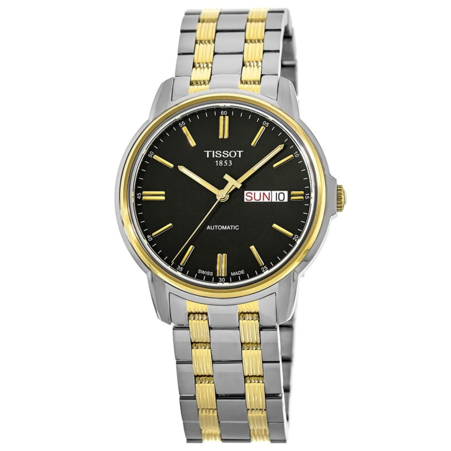  Shop Authentic Tissot Automatics III Day Date Black Dial Two Tone Steel Strap Watch For Men - T065.430.22.051.00 - Luxxuri