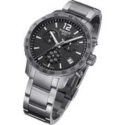  Shop Authentic Tissot Quickster Chronograph Black Dial Silver Steel Strap Watch For Men - T095.417.11.067.00 - Luxxuri