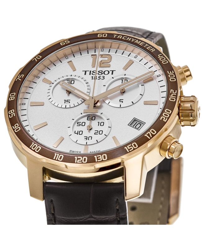  Shop Authentic Tissot Quickster Chronograph 42mm White Dial Brown Leather Strap Watch For Men - T095.417.36.037.00 - Luxxuri