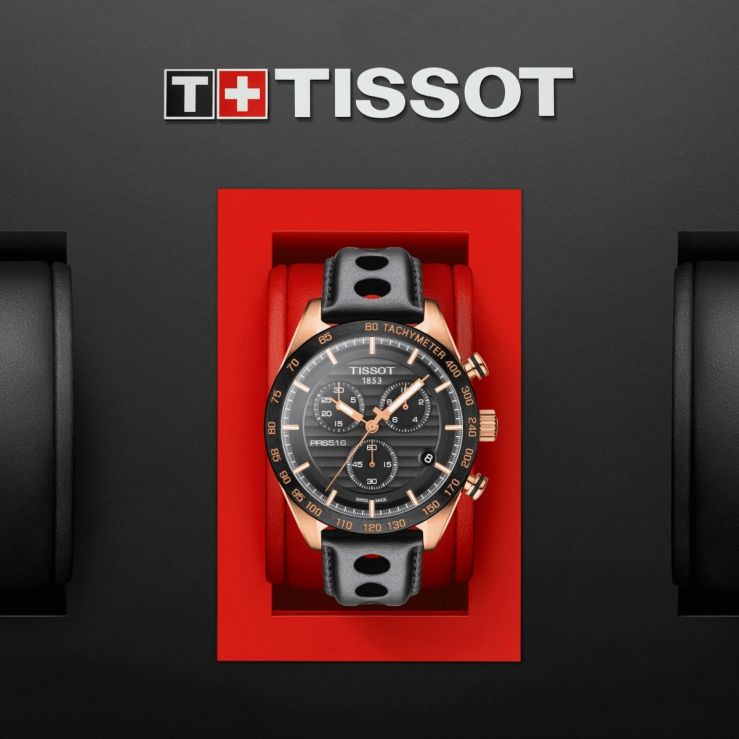  Shop Authentic Tissot PRS 516 Chronograph Black Dial Black Leather Strap Watch For Men - T100.417.36.051.00 - Luxxuri