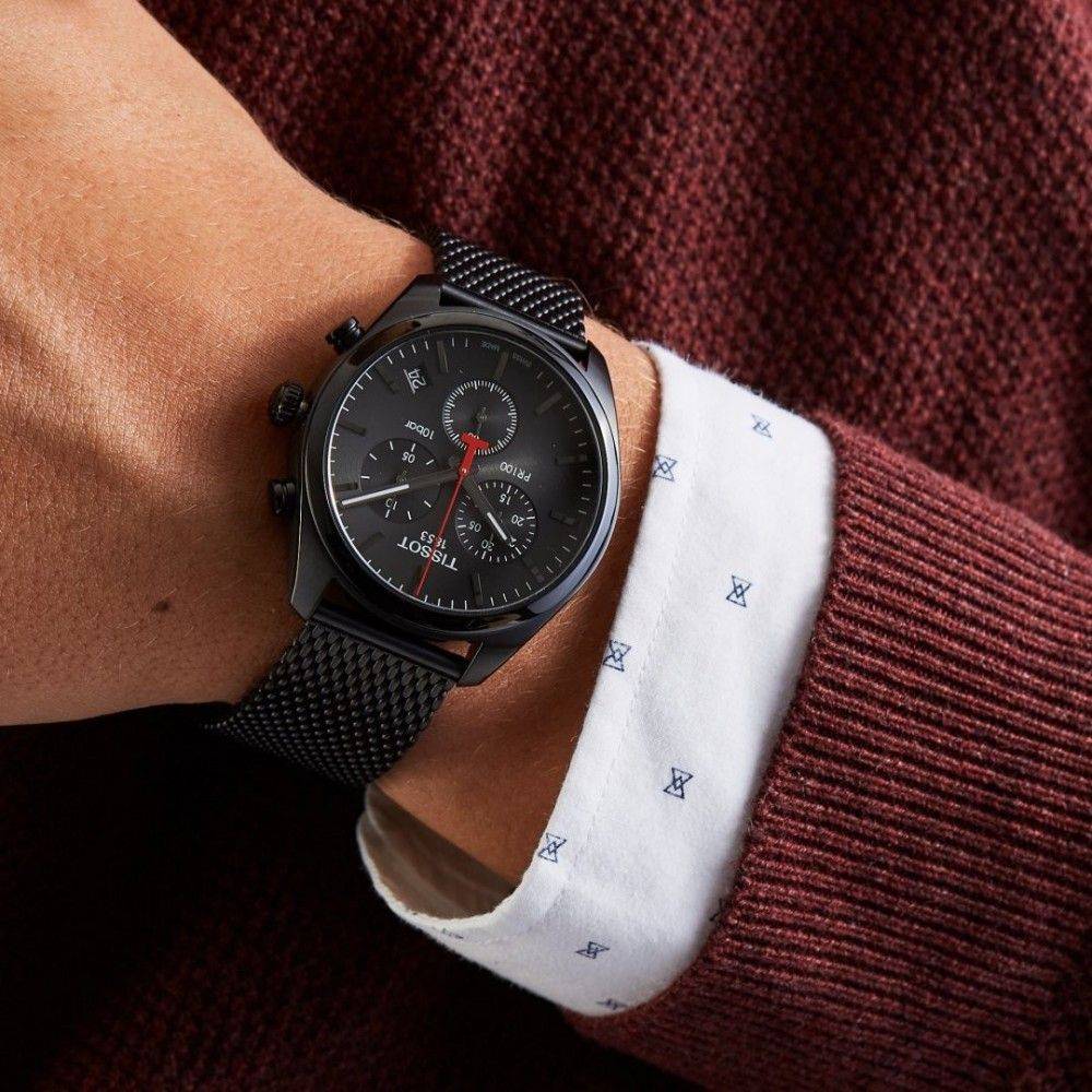  Shop Authentic Tissot T Classic PR 100 Chronograph Black Dial Black Mesh Bracelet Watch For Men - T101.417.33.051.00 - Luxxuri
