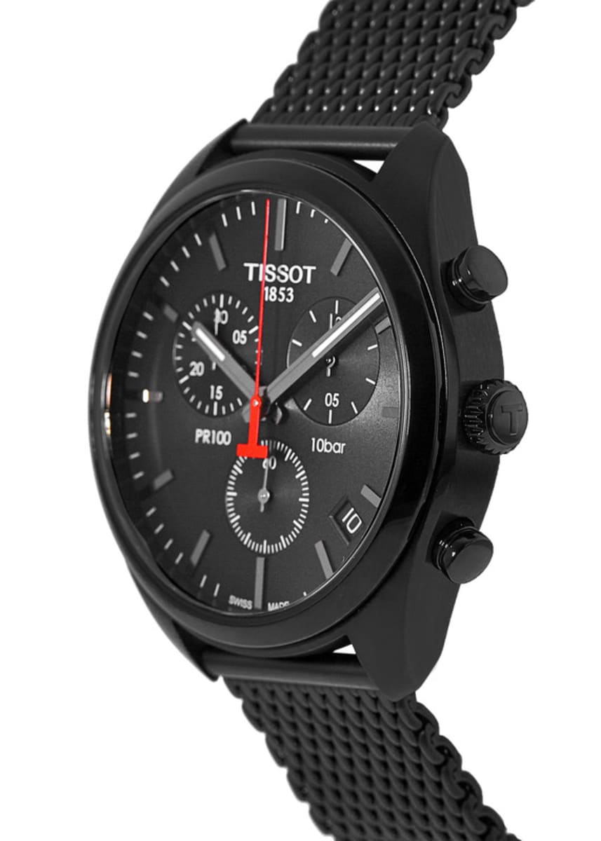  Shop Authentic Tissot T Classic PR 100 Chronograph Black Dial Black Mesh Bracelet Watch For Men - T101.417.33.051.00 - Luxxuri