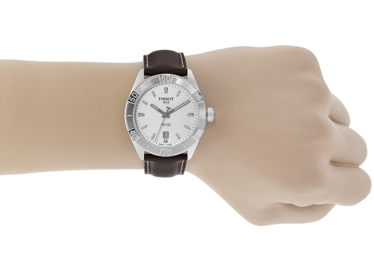  Shop Authentic Tissot PR 100 Sport Silver Dial Brown Leather Strap Watch For Men - T101.610.16.031.00 - Luxxuri