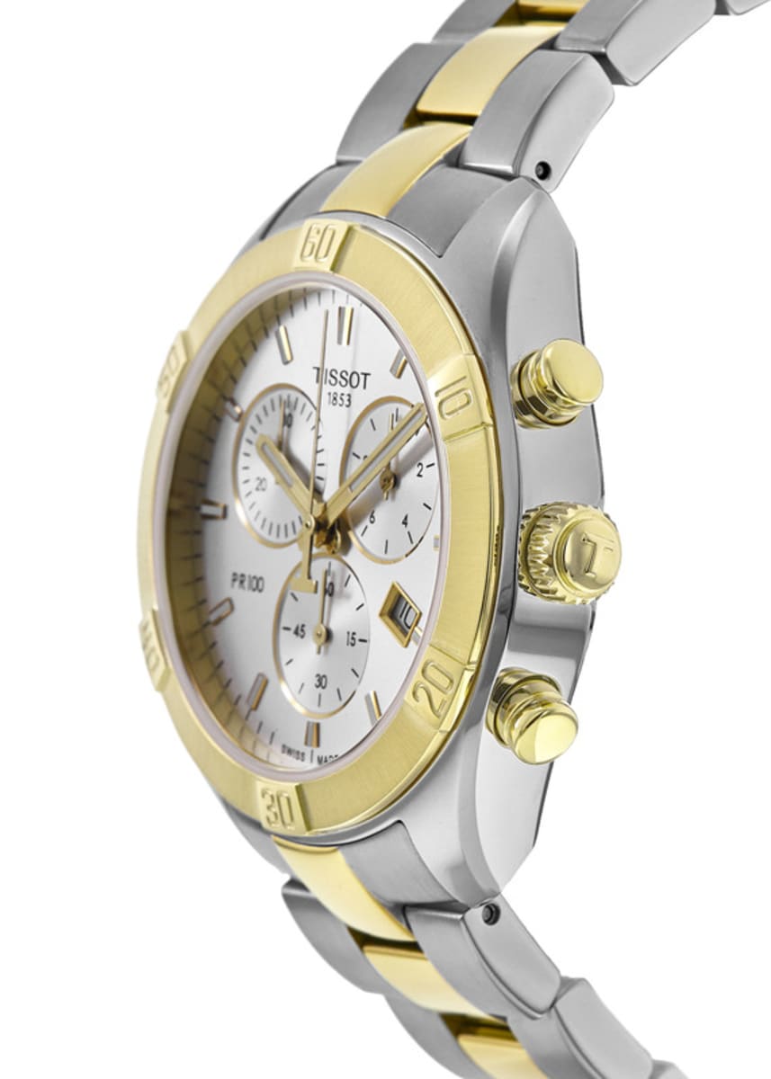  Shop Authentic Tissot PR 100 Sport Chic Chronograph Silver Dial Two Tone Steel Strap Watch For Women - T101.917.22.031.00 - Luxxuri