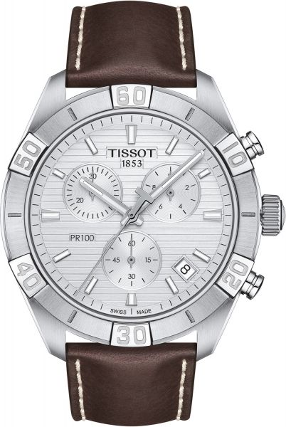 Shop Authentic Tissot PR 100 Sport Quartz Chronograph Silver Dial Brown Leather Strap Watch For Men - T101.617.16.031.00 - Luxxuri