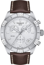  Shop Authentic Tissot PR 100 Sport Quartz Chronograph Silver Dial Brown Leather Strap Watch For Men - T101.617.16.031.00 - Luxxuri