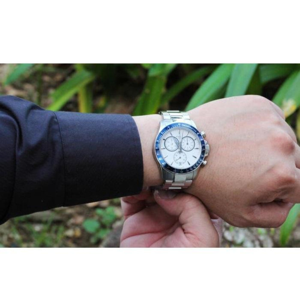  Shop Authentic Tissot V8 Quartz T Sport Chronograph White Dial Silver Steel Strap Watch For Men - T106.417.11.031.00 - Luxxuri