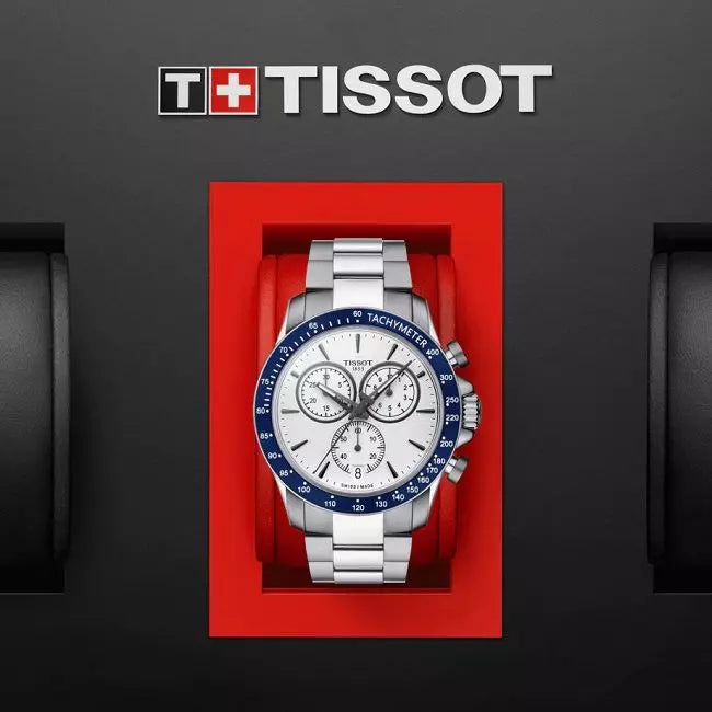  Shop Authentic Tissot V8 Quartz T Sport Chronograph White Dial Silver Steel Strap Watch For Men - T106.417.11.031.00 - Luxxuri