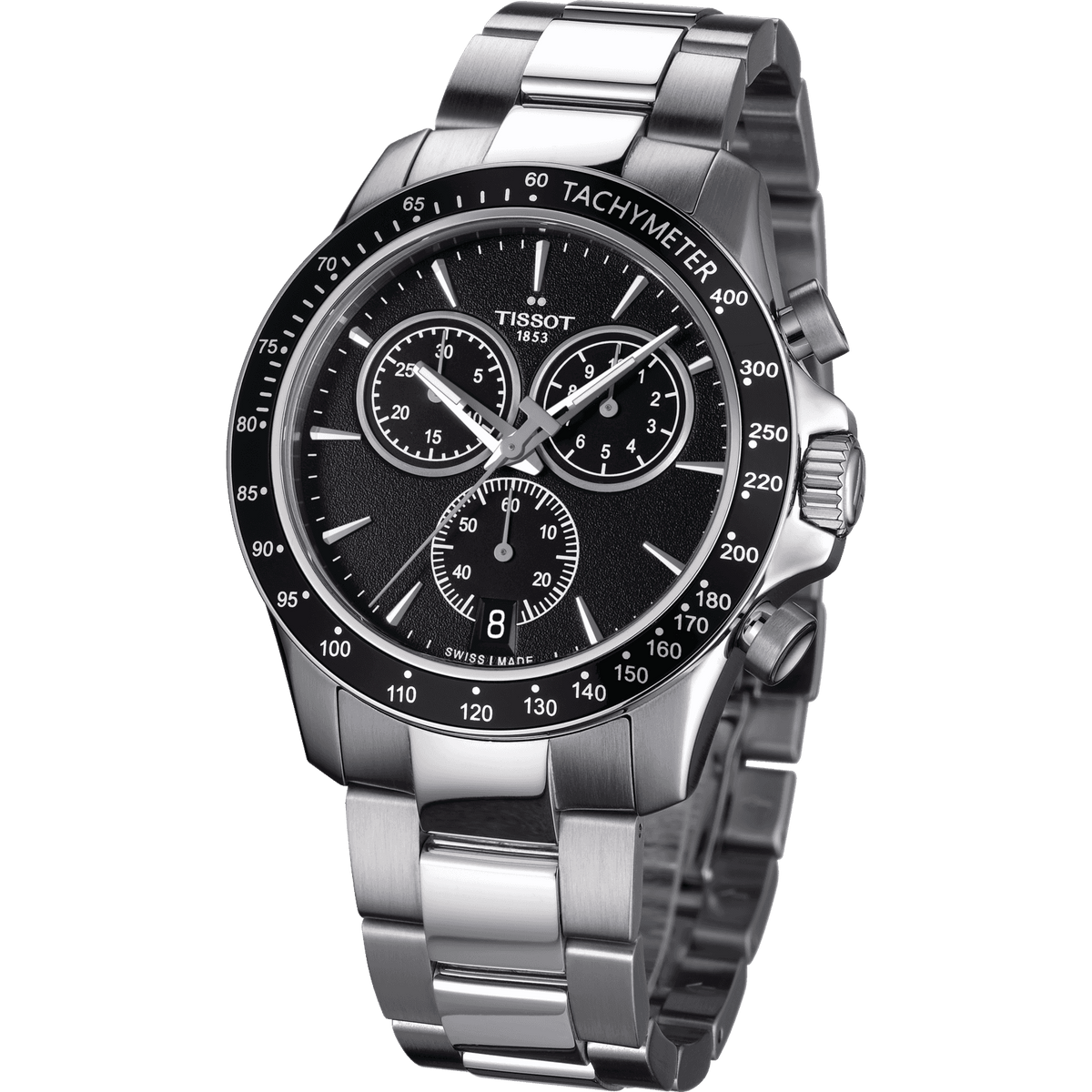  Shop Authentic Tissot V8 Quartz Chronograph Black Dial Silver Steel Strap Watch For Men - T106.417.11.051.00 - Luxxuri