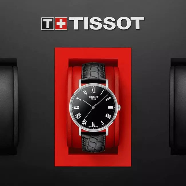  Shop Authentic Tissot Everytime Medium Black Dial Black Leather Strap Watch For Men - T109.410.16.053.00 - Luxxuri