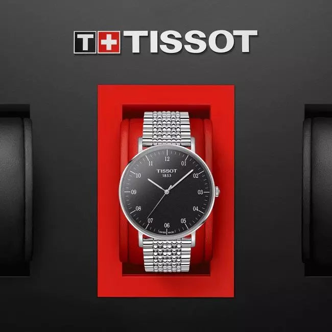  Shop Authentic Tissot Everytime Large Black Dial Silver Mesh Bracelet Watch For Men - T109.610.11.077.00 - Luxxuri