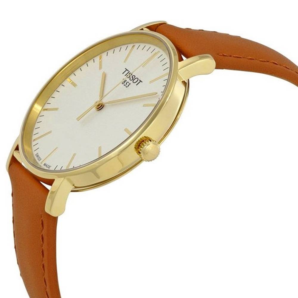  Shop Authentic Tissot T Classic Everytime White Dial Brown Leather Strap Watch For Men - T109.410.36.031.00 - Luxxuri