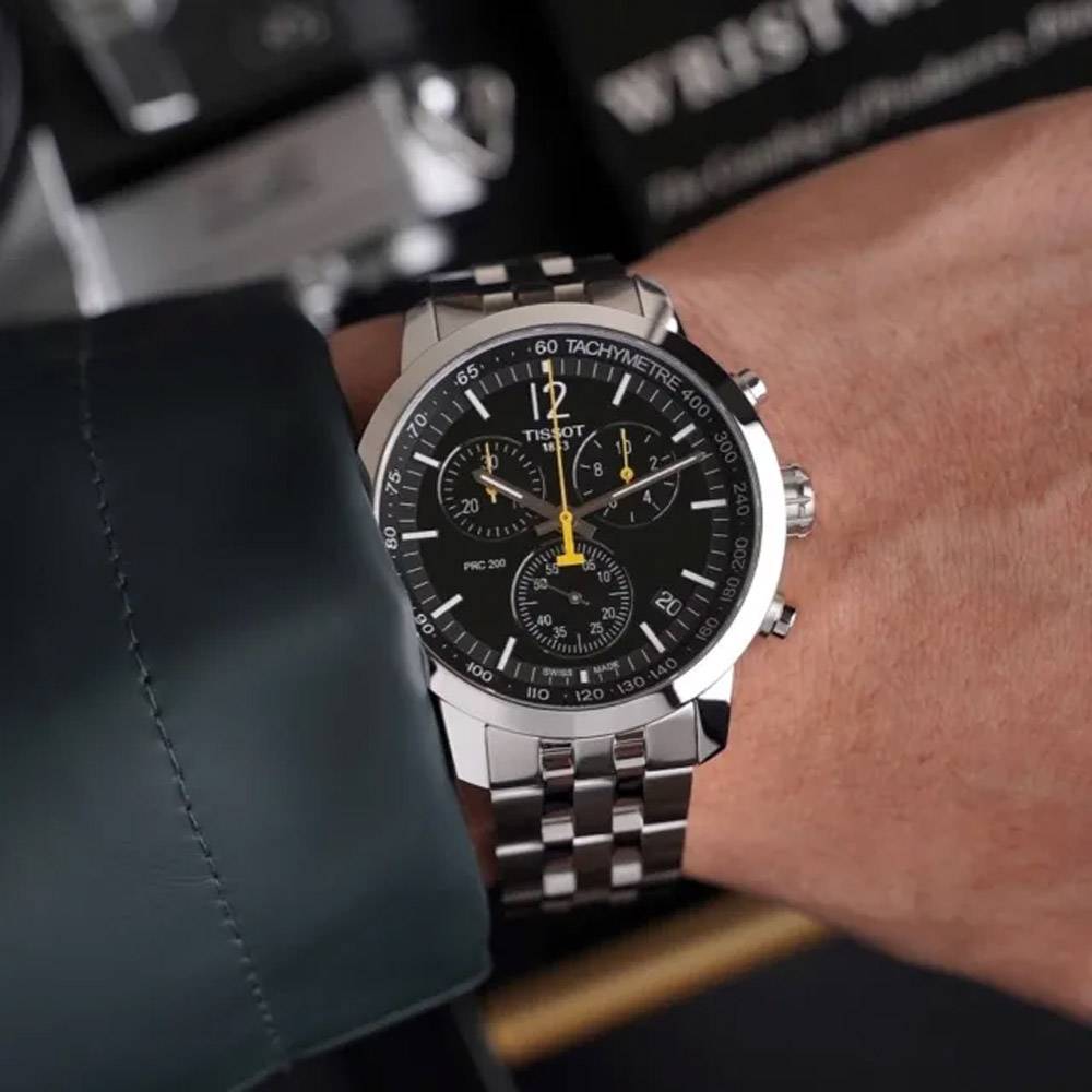 Shop Authentic Tissot PRC 200 Chronograph Black Dial Silver Steel Strap Watch For Men - T114.417.11.057.00 - Luxxuri