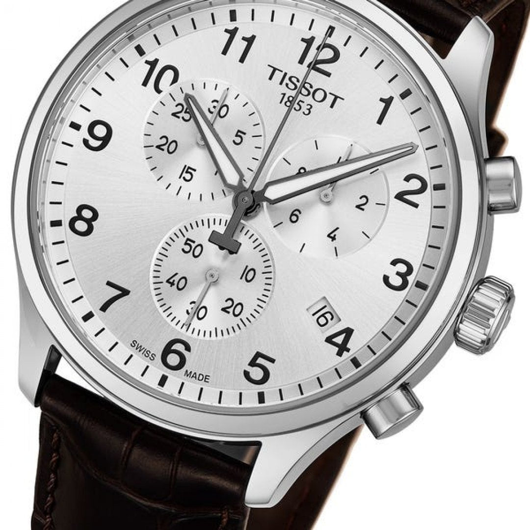  Shop Authentic Tissot Chrono XL Silver Dial Brown Leather Strap Watch For Men - T116.617.16.037.00 - Luxxuri