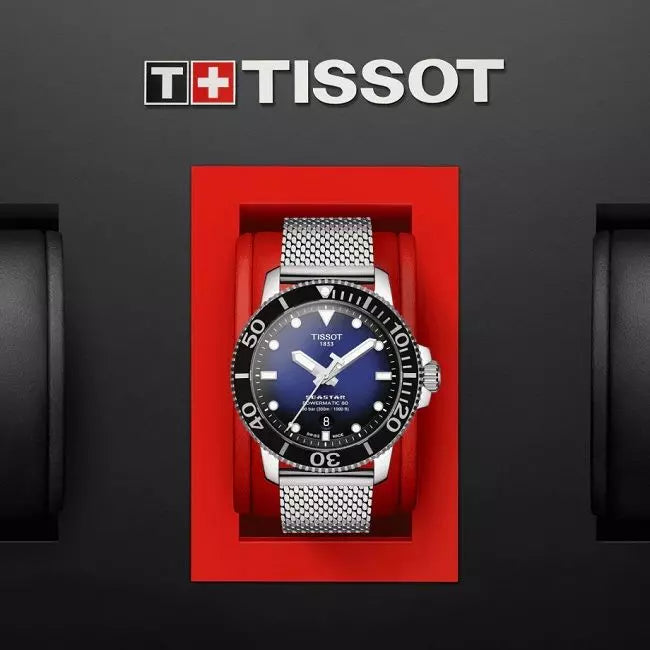  Shop Authentic Tissot Seastar 1000 Powermatic 80 Blue Dial SIlver Mesh Bracelet Watch For Men - T120.407.11.041.02 - Luxxuri