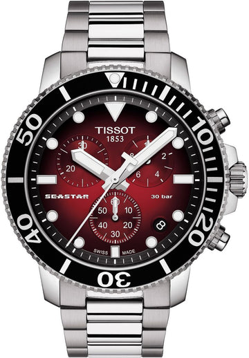  Shop Authentic Tissot Seastar 1000 Chronograph Red Dial Silver Steel Strap Watch For Men - T120.417.11.421.00 - Luxxuri