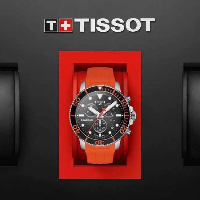  Shop Authentic Tissot Seastar 1000 Chronograph Black Dial Orange Rubber Strap Watch For Men - T120.417.17.051.01 - Luxxuri