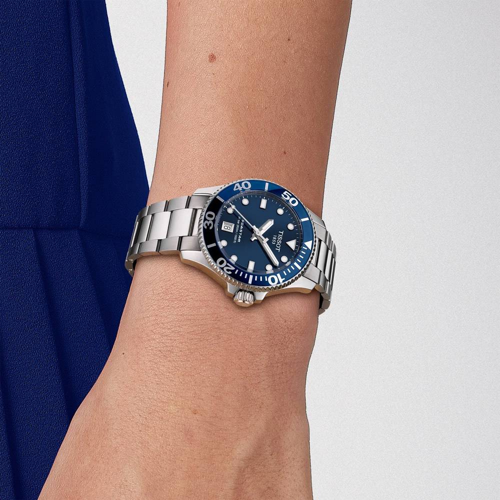  Shop Authentic Tissot Seastar 1000 Lady Blue Dial Silver Steel Strap Watch For Women - T120.210.11.041.00 - Luxxuri
