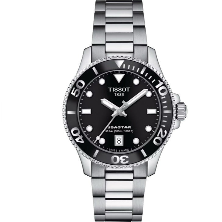  Shop Authentic Tissot Seastar 1000 Lady Black Dial Silver Steel Strap Watch for Women - T120.210.11.051.00 - Luxxuri