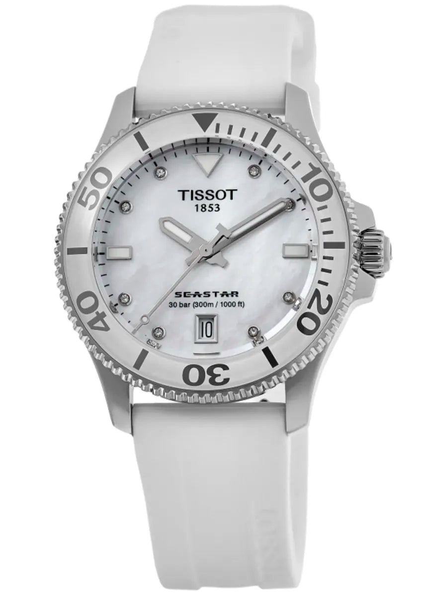  Shop Authentic Tissot Seastar 1000 Mother of Pearl White Dial White Rubber Strap Watch for Women - T120.210.17.116.00 - Luxxuri