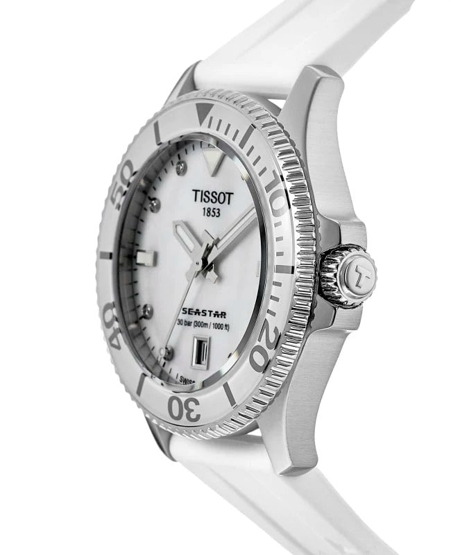  Shop Authentic Tissot Seastar 1000 Mother of Pearl White Dial White Rubber Strap Watch for Women - T120.210.17.116.00 - Luxxuri