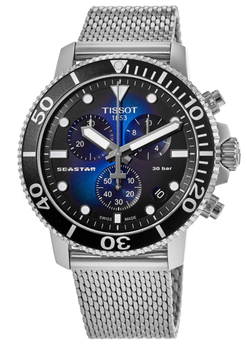  Shop Authentic Tissot Seastar 1000 Chronograph Blue Dial Silver Mesh Bracelet Watch For Men - T120.417.11.041.02 - Luxxuri