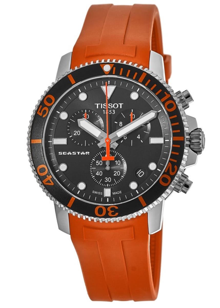  Shop Authentic Tissot Seastar 1000 Chronograph Black Dial Orange Rubber Strap Watch For Men - T120.417.17.051.01 - Luxxuri