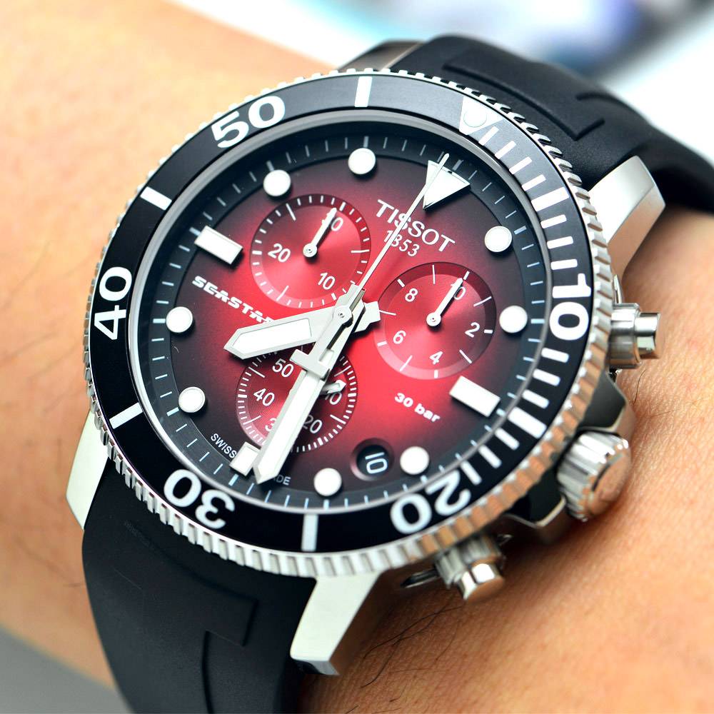  Shop Authentic Tissot Seastar 1000 Chronograph Red Dial Black Rubber Strap Watch For Men - T120.417.17.421.00 - Luxxuri