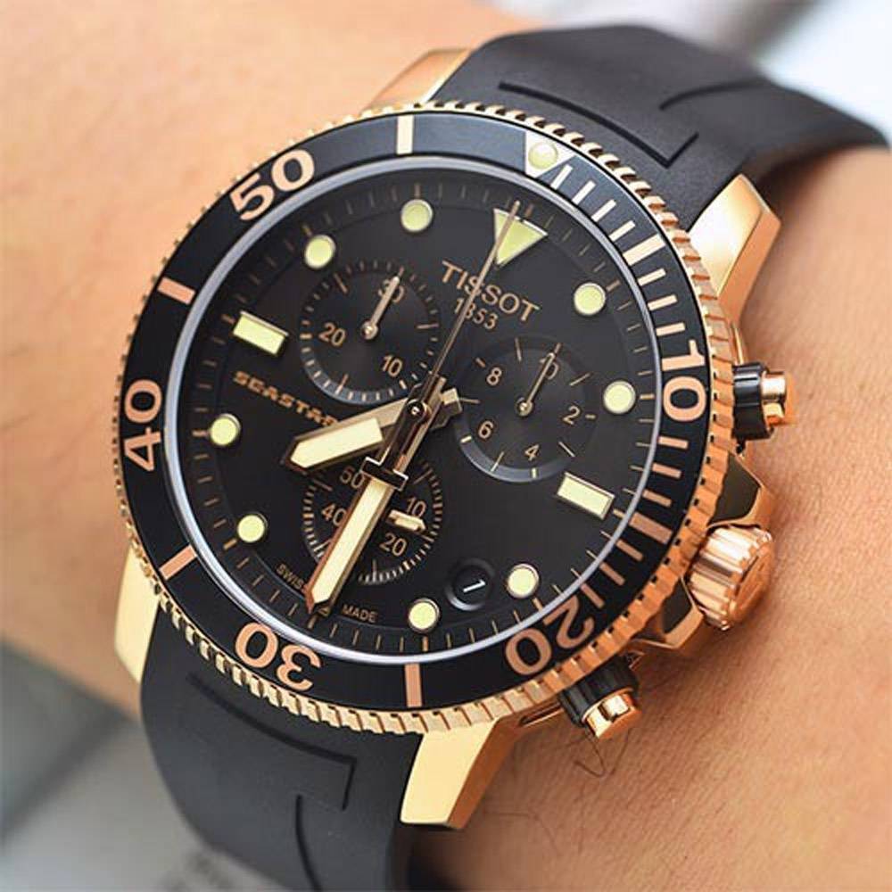  Shop Authentic Tissot Seastar 1000 Chronograph Black Dial Black Rubber Strap Watch For Men - T120.417.37.051.00 - Luxxuri