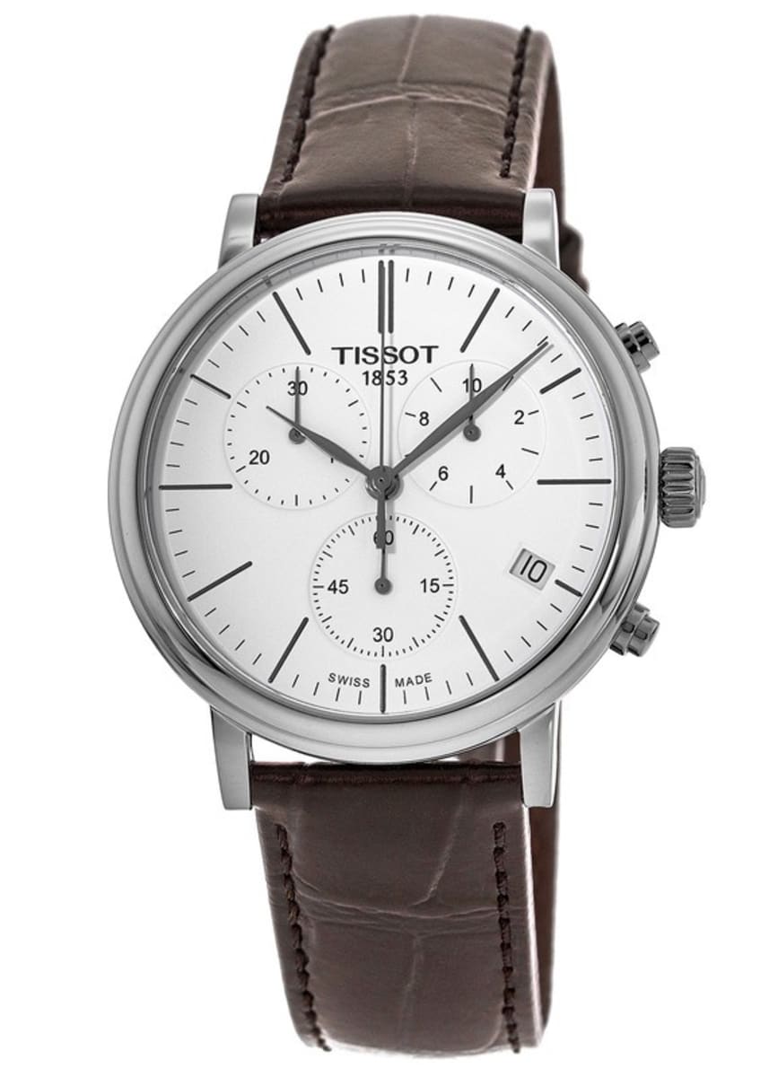  Shop Authentic Tissot Carson Premium Chronograph White Dial Brown Leather Strap Watch For Men - T122.417.16.011.00 - Luxxuri