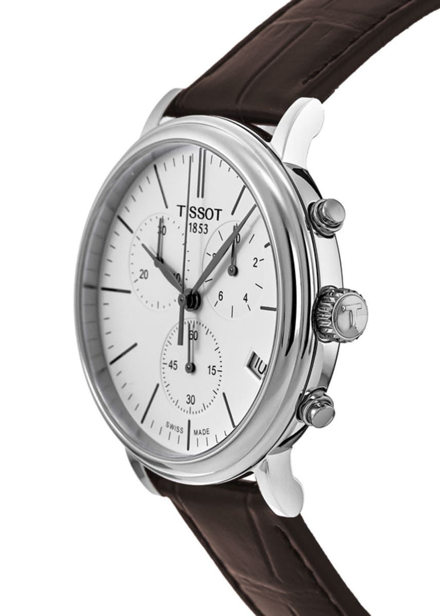  Shop Authentic Tissot Carson Premium Chronograph White Dial Brown Leather Strap Watch For Men - T122.417.16.011.00 - Luxxuri