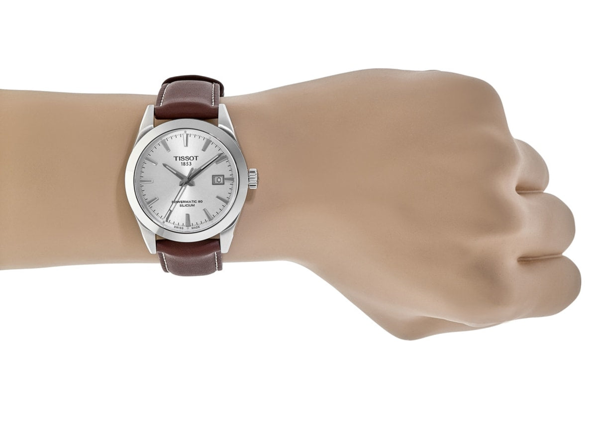  Shop Authentic Tissot Gentleman Powermatic 80 Silicium Silver Dial Brown Leather Strap Watch For Men - T127.407.16.031.00 - Luxxuri