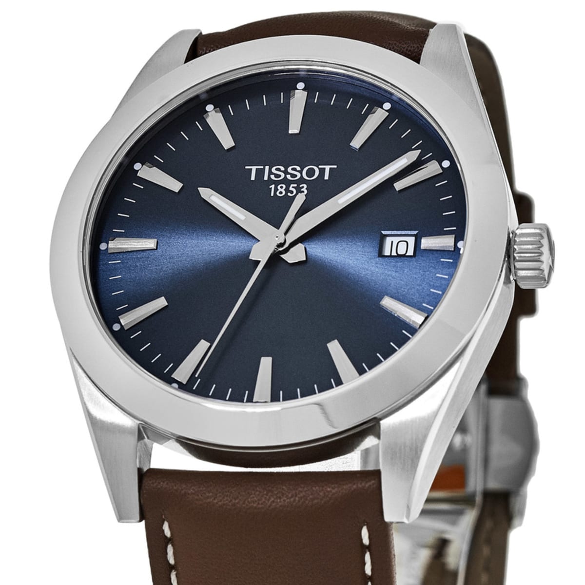  Shop Authentic Tissot Gentleman Blue Dial Brown Leather Strap Watch For Men - T127.410.16.041.00 - Luxxuri