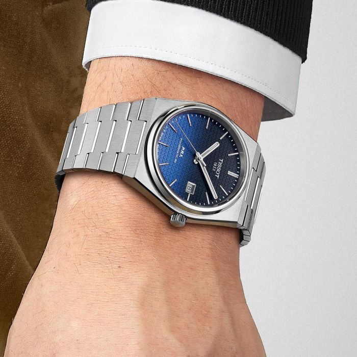  Shop Authentic Tissot Powermatic 80 Automatic Gradient Blue Dial Silver Steel Strap Watch for Men - T137.407.11.051.01 - Luxxuri