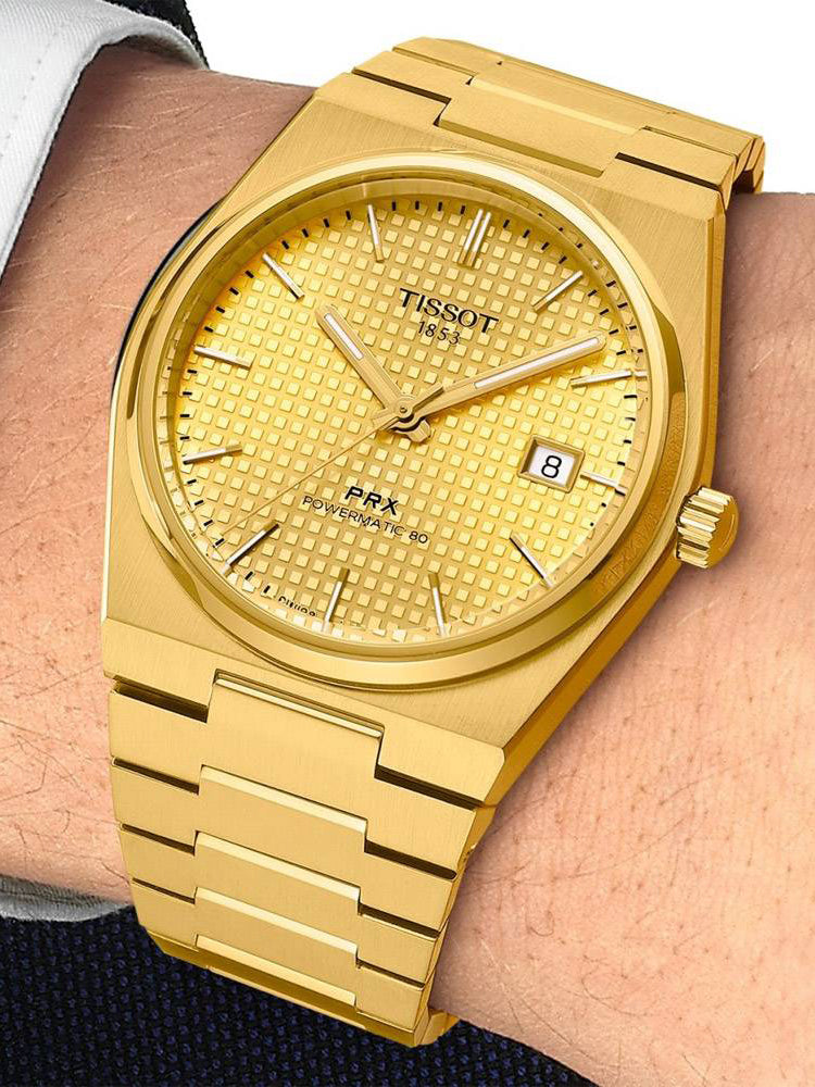  Shop Authentic Tissot PRX Powermatic 80 Gold Dial Gold Steel Strap Watch for Men - T137.407.33.021.00 - Luxxuri