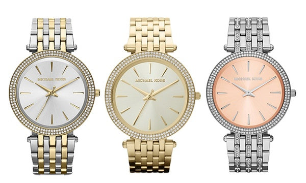  Shop Authentic Michael Kors Darci Silver Dial Two Tone Stainless Steel Strap Watch for Women - MK3215 - Luxxuri
