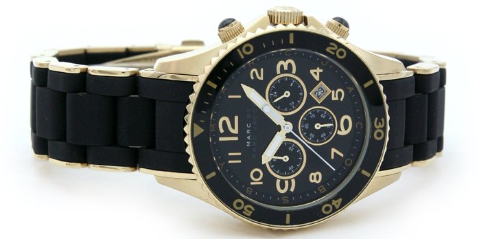  Shop Authentic Marc Jacobs Rock Chronograph Black Dial Black Silicone Strap Watch for Women - MBM2552 - Luxxuri