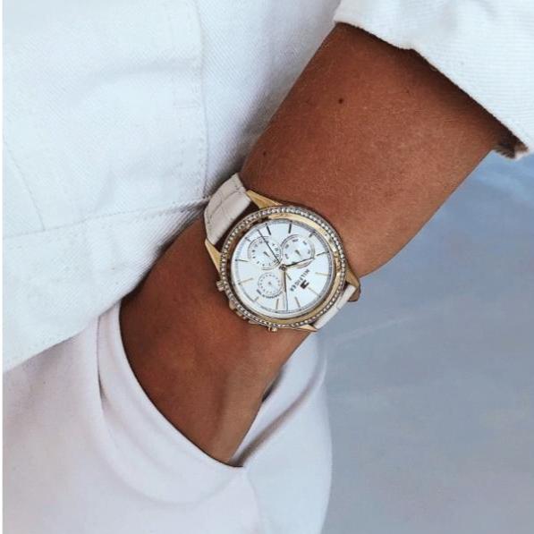  Shop Authentic Tommy Hilfiger Ari Diamonds White Dial Cream Leather Strap Watch for Women - 1781982 - Luxxuri
